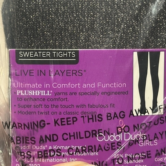 CUDDL DUDS Girls sweater tights Size S/M NWT - Picture 3 of 4